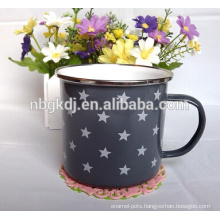 enamel drinkware 350ml cup with SS rim